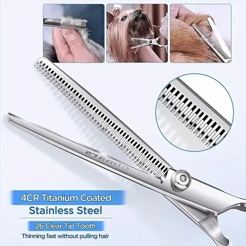 Safe and Precise Professional Pet Grooming Scissors with Round Head - Stainless Steel