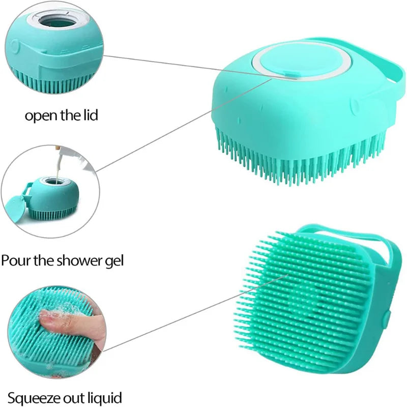 Pet Bathing Brush, Soft Silicone Massager and Gel Bathing Brush