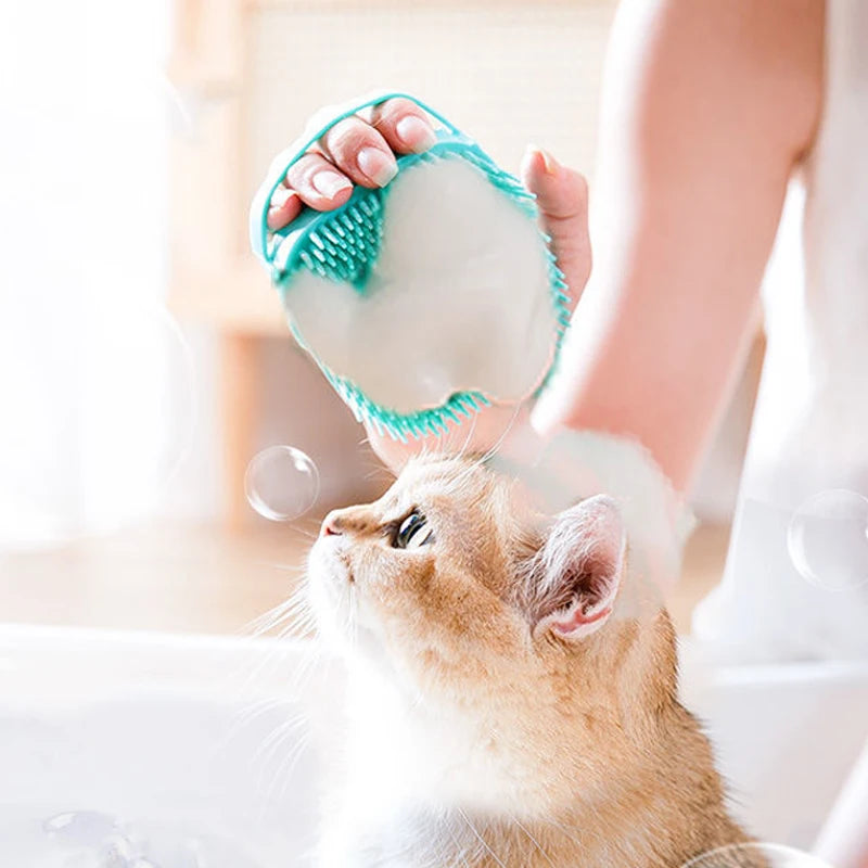 Pet Bathing Brush, Soft Silicone Massager and Gel Bathing Brush