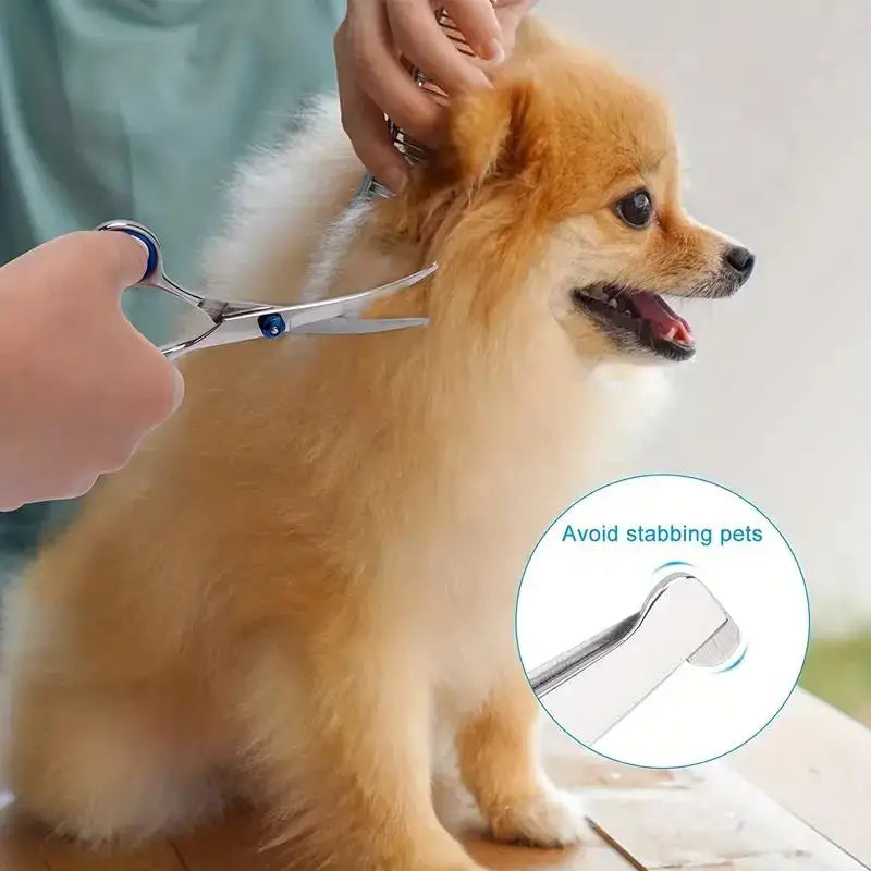 4pcs Pet Safe Scissors - Ambidextrous Stainless Steel Grooming Shears with Safe, Round Head for Precision Trimming