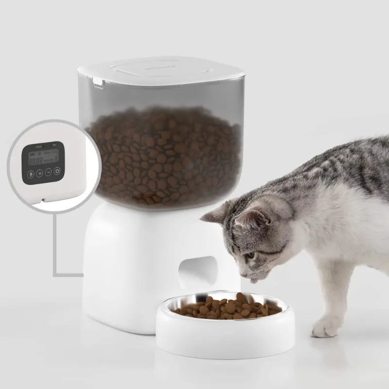 3L Self Feeding Pet Dog Feeder Timed 10S Voice Recorder Dual Power Supply Automatic Cat Food Dispenser